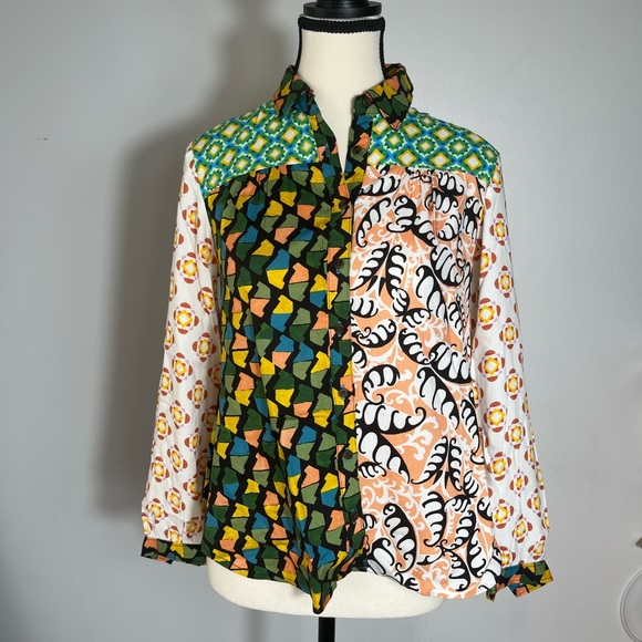 ANTHROPOLOGIE MAEVE CONTRAST BUTTONDOWN SHIRT SIZE XXSP MULTICOLOR NWT - Picture 10 of 16